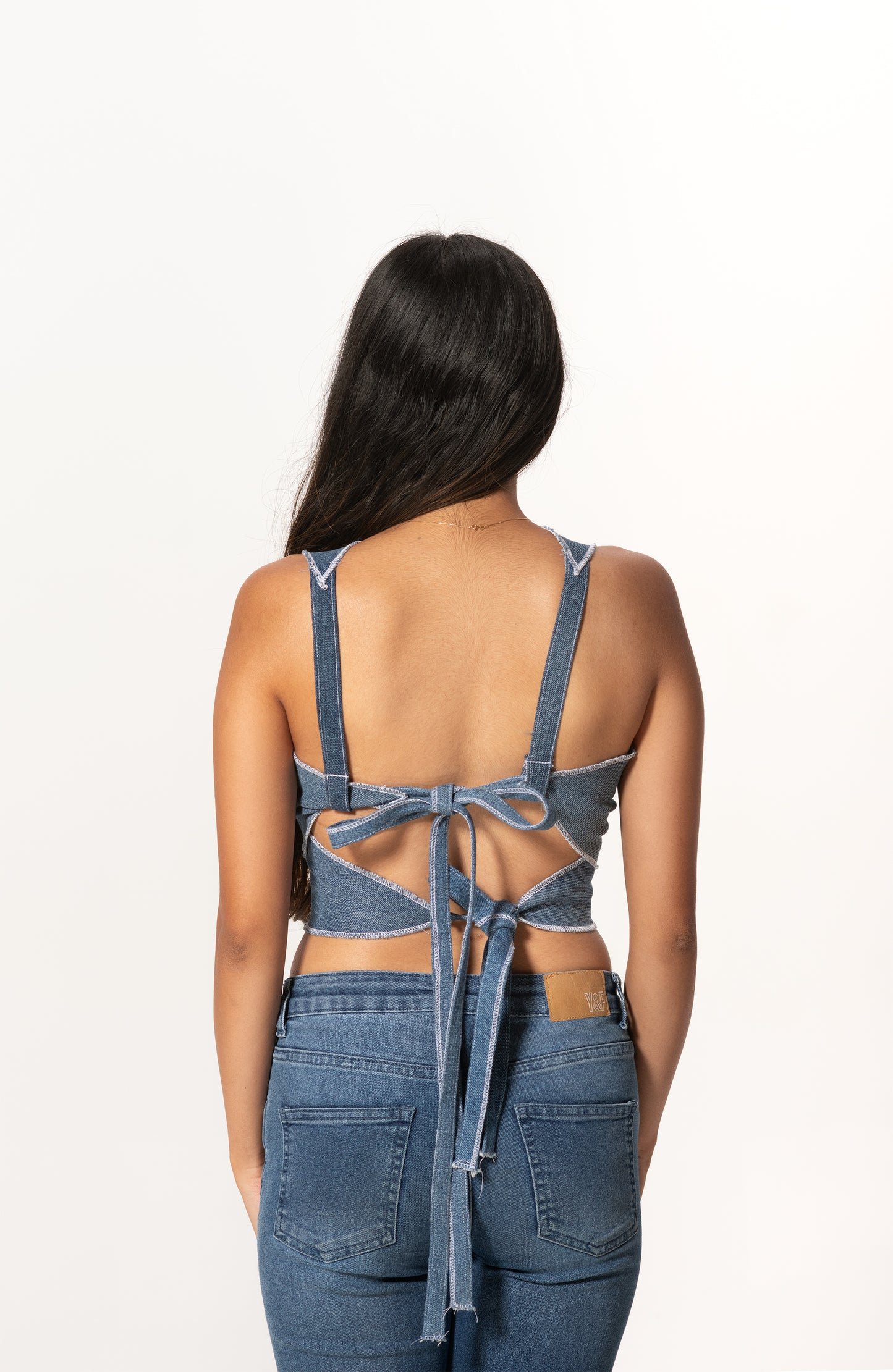 Denim Flower Top