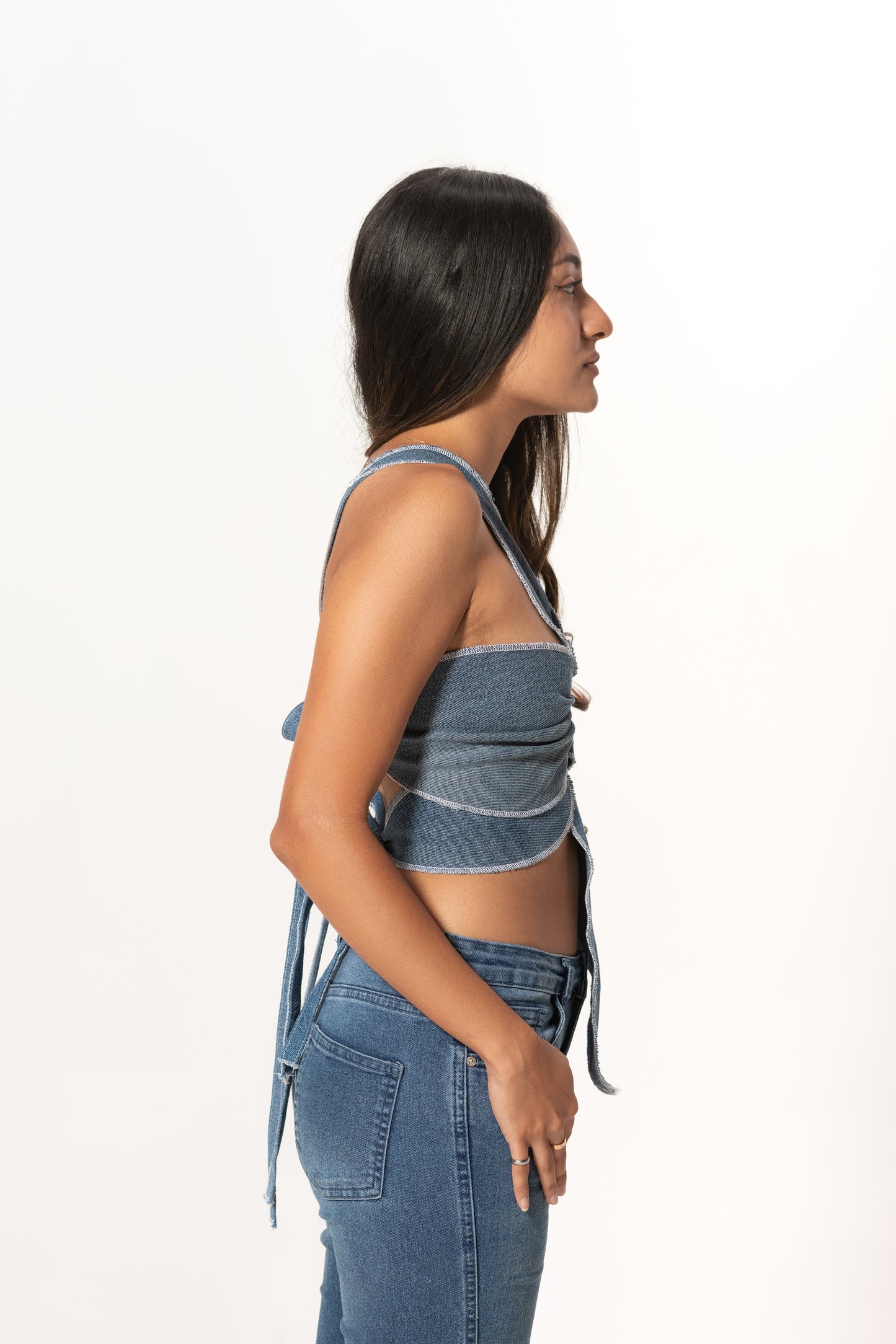 Denim Flower Top