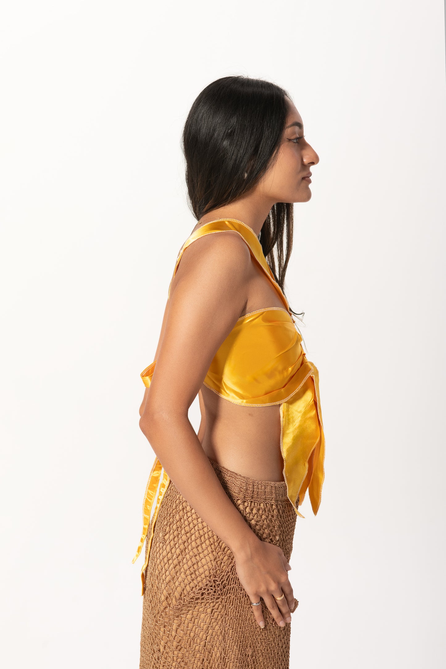 Yellow Satin Flower Top