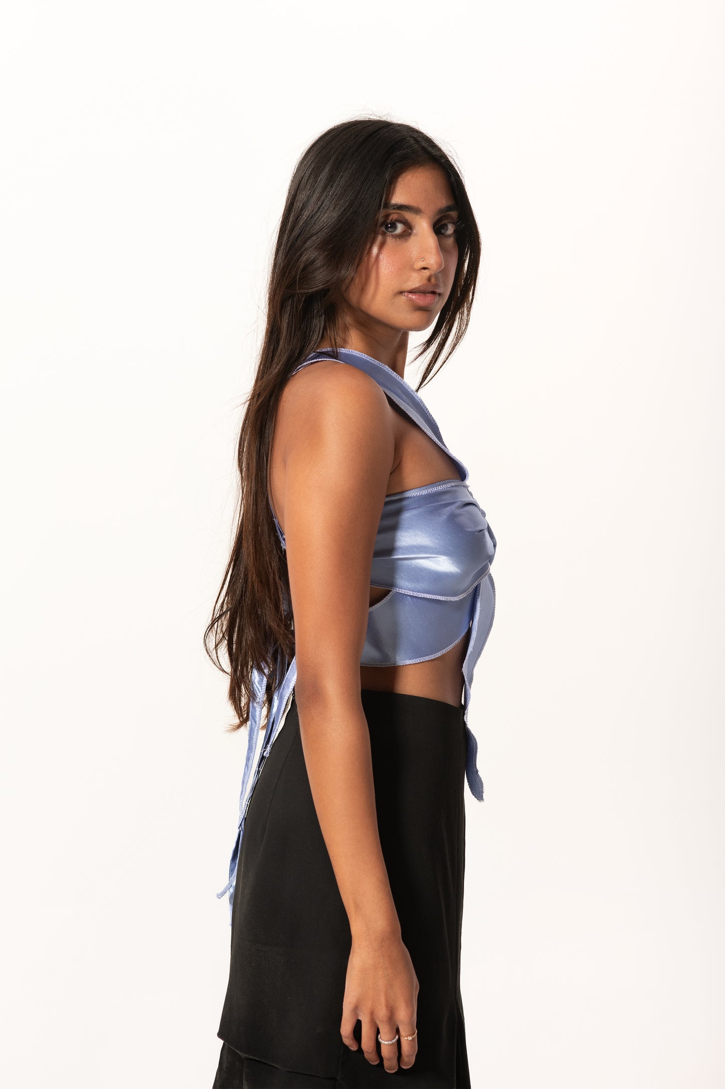 Purple Satin Flower Top